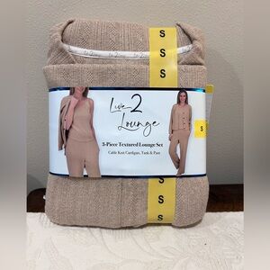 Live 2 Lounge Women's 3-Piece Textured Lounge Set - Tan, Small
